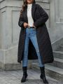 Lapel Neck Belted Quilted Coat