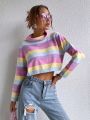 SHEIN Qutie Colorful Striped Casual Women's Sweater