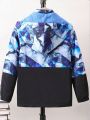 Tween Boy 1pc Graphic Print Zipper Hooded Jacket
