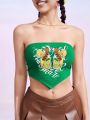 TOM & JERRY X SHEIN Hanky Hem Cartoon Pattern Tube Top