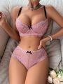 Women'S Lace Decoration Patchwork Sexy Lingerie Set