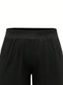 Women's Plus Size Plain Shorts With Diagonal Pockets And Slit Hem