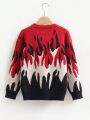 Trendy Flame Pattern Pullover Sweater For Teenage Boys