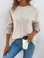 Asymmetric Sweater With Stitching Edge And Drop Shoulder Design