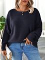 SHEIN Essnce Plus Solid Batwing Sleeve Sweater