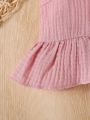 SHEIN Newborn Baby Girls' Summer Solid Color Short Camisole And Shorts 2pcs/Set