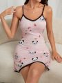 Women's Panda Print Spaghetti Strap Nightgown