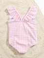 Baby Plaid Ruffle Trim One Piece Swimsuit