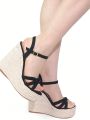 Women Espadrille Sandals High Wedges Ankle Strappy Peep Toe Platform Rome Shoes Casual Concise Summer Sandals