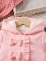 SHEIN Kids Academe Little Girls' Hooded Jacket With Bow Decorations