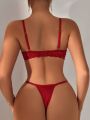 Valentines Women's Solid Color Patchwork Lace Lingerie Set