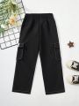 SHEIN Kids EVRYDAY Boys' (Little) Zipper Detail Workwear Pants