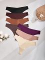 7pcs/Pack Plus Size Solid Color Underwear