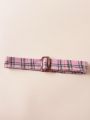 SHEIN Kids CHARMNG Tween Girl Mock Neck Tee & Plaid Print Belted Dress