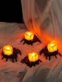 Halloween Decorative Led Electronic Candle Light With Spider Design, Table Lamp, Horrible Atmosphere, Built-in Battery