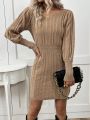 SHEIN LUNE Casual Cable Knitted Bodycon Sweater Dress