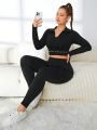 Daily&Casual Solid Color Plus Size Sports Suit