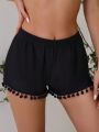 Pompom Decorated Swimsuit Shorts