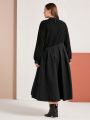 SHEIN Mulvari Plus Size Solid Color Long Sleeve Dress