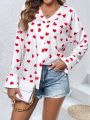 Long Sleeve Shirt With Heart Pattern