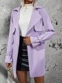 SHEIN Frenchy Lapel Neck Open Front Trench Coat