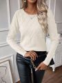 SHEIN Privé Solid Round Neck Sweater