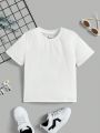 SHEIN 1pc Casual, Comfortable, Fashionable, Simple, Practical, Soft, Breathable And Comfortable, Cartoon Cool Big Rabbit Back Pattern T-shirt For Boys, Suitable For Spring And Summer