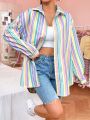 SHEIN Qutie Colorful Striped Women's Shirt