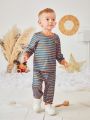 Baby Boys' Striped Printed Outfit Set