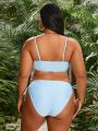 SHEIN Swim SXY Plus Size Women's Sequin Tassel Detail Bikini Swimsuit With Slim Shoulder Straps