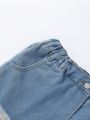 Little Girls' Cutout Ripped Denim Skirt-Look Pants