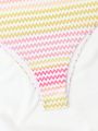 SHEIN Swim Y2GLAM One-piece Swimsuit With Wavy Stripe Print