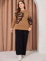 SHEIN Mulvari Plus Size Floral Embroidered Long Sleeve Pullover Sweater