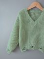 Teen Girls' Vintage Style Loose Sweater For Layering