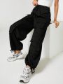 DSWANN Flap Pocket Drawstring Waist Cargo Pants