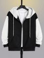 Men's Plus Size Color Blocking Zip-up Hooded Sweatshirt