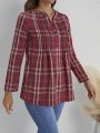 EMERY ROSE Ladies' Plaid Pleated Shirt