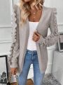 SHEIN Essnce Ruffle Trim Open Front Cardigan