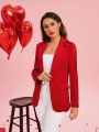 SHEIN Clasi Women's Alentine's Day  Notched Lapel Collar Blazer