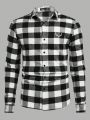 Manfinity Men's Checked Woven Casual Long Sleeve Shirt