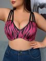 Plus Size Women's Zebra Stripe Multi-Strap Bralette