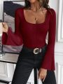 SHEIN Privé Fashionable Women's Bell Sleeve Sweater