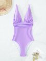 SHEIN Swim Vcay Striped Ruched One Piece Swimsuit