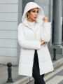 SHEIN Privé Women'S White Hooded Padded Jacket
