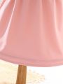 SHEIN Kids SUNSHNE Little Girl'S Sweet Off-Shoulder Embroidered Waist Dress