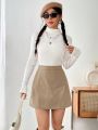 SHEIN Qutie High Waist PU Leather Skirt