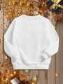 Big Girl 1pc Casual Cartoon Pattern Long-sleeved Round Neck Sweatshirt Suitable For Autumn And Winter