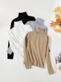 SHEIN Essnce 4pcs Solid Turtleneck Sweater