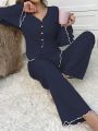 Women's Bell Sleeve Long Sleeve Long Pants Pajama Set