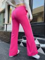 SHEIN Qutie High Waisted Flared Pants With Side Stripes